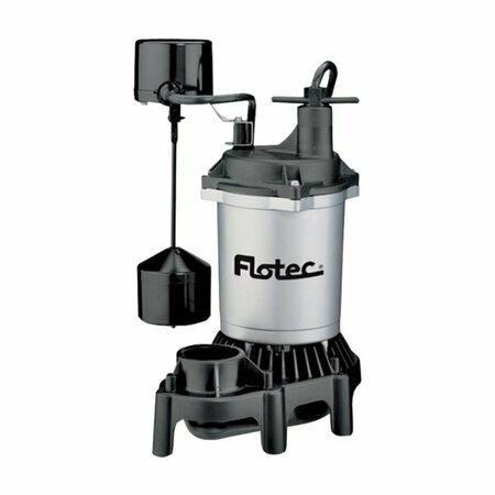 PENTAIR Flotec Sump Pump, 1-Phase, 15 A, 115 V, 3/4 hp, 1-1/2in Outlet, 24 ft Max Head, 4700 gph, Thermoplastic FPZS75V